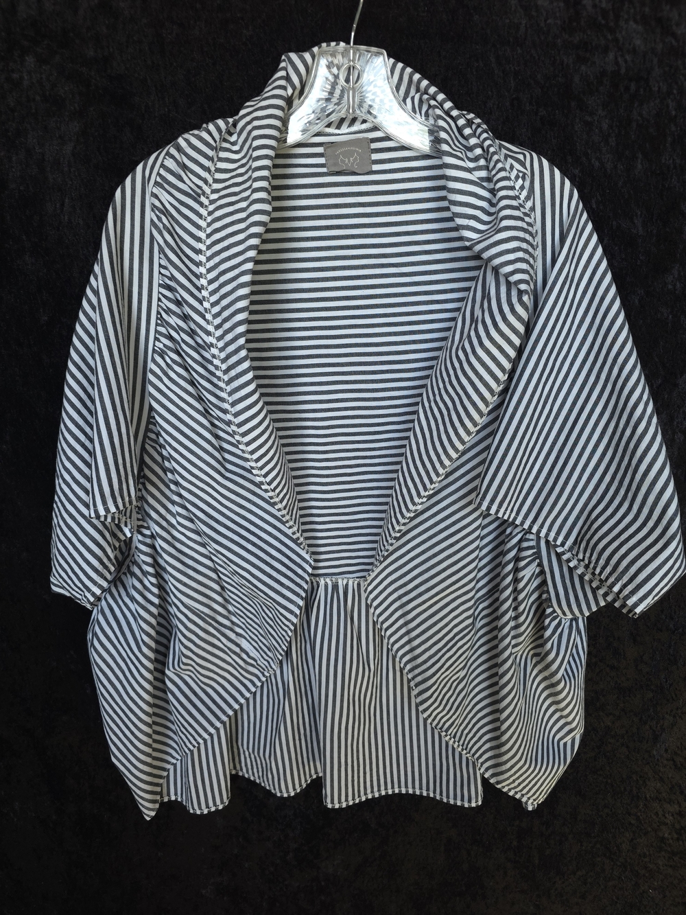 Striped Open-Front Women's Cardigan - Black & White